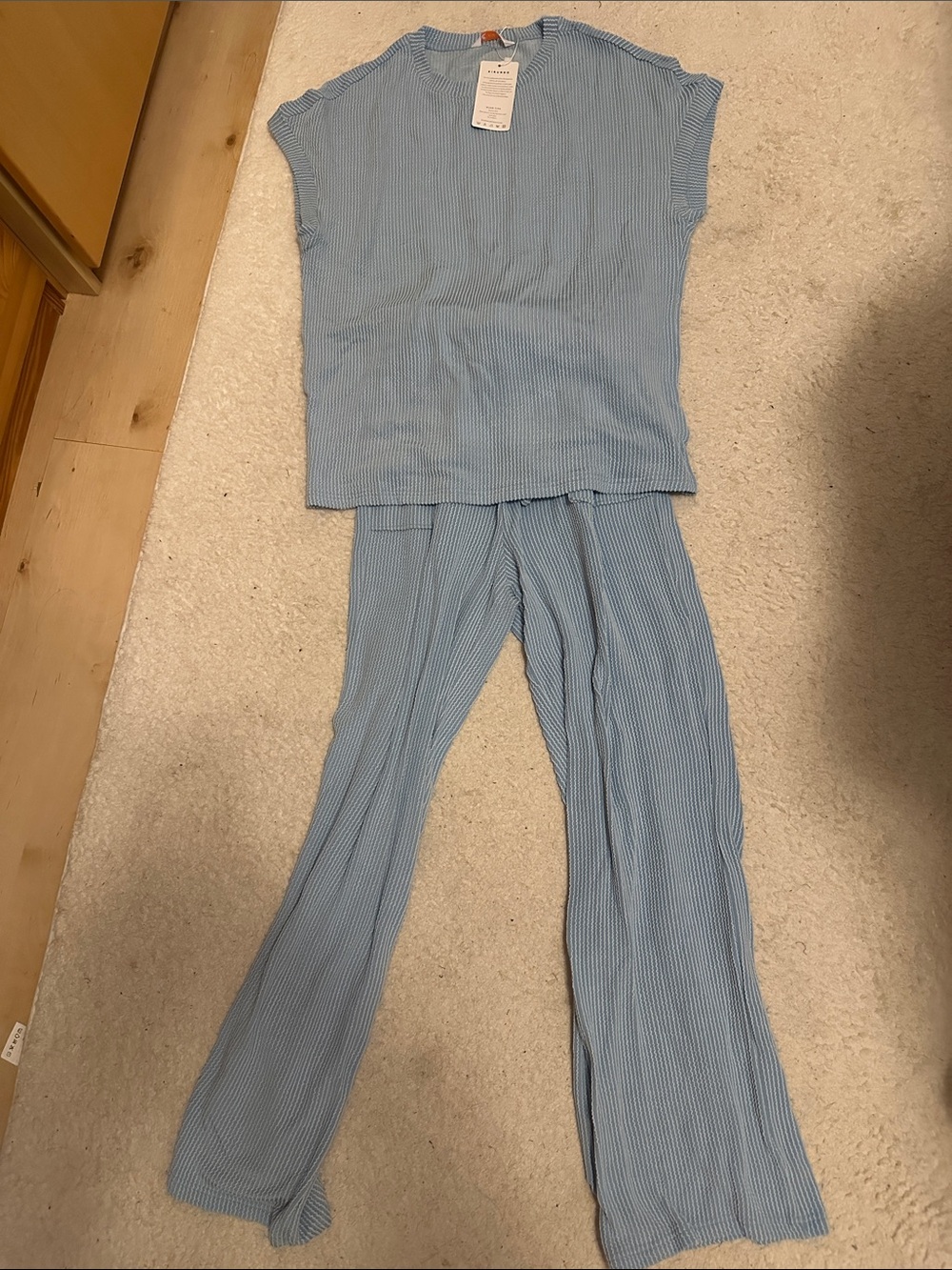 Light Blue Ribbed Lounge Set